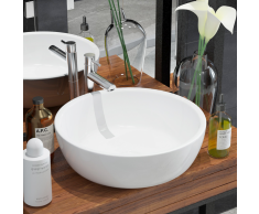 vidaXL Lavabo redondo de cerámica 42x12 cm blanco