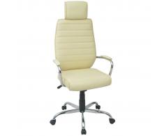 vidaXL 20146 Silla de oficina PU cuero blanca crema