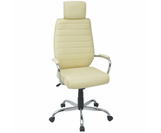 vidaXL Silla de oficina PU cuero blanca crema