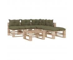 vidaXL Set muebles de palés para jardín 6 piezas madera cojines beige