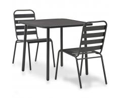 vidaXL Mesa y sillas bistró de jardín 3 piezas acero gris oscuro