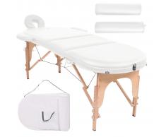 vidaXL Mesa plegable de masaje 10 cm grosor 2 cojines ovalados blanco