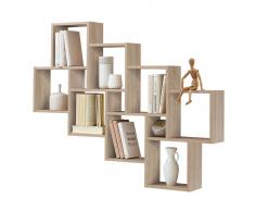 FMD Estantería de pared con 11 compartimentos color roble