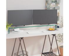 vidaXL Soporte para TV/Elevador monitor cristal claro 120x30x13 cm
