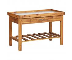 vidaXL Mesa de cultivo de jardín madera maciza acacia tablero de zinc