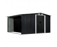 vidaXL Cobertizo jardín puertas correderas acero gris 329,5x312x178 cm