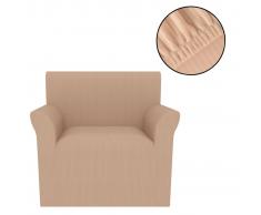 vidaXL Funda elástica para sillón beige franja ancha