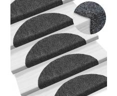 vidaXL Alfombrilla escalera autoadherente 15 uds 54x16x4 gris oscuro