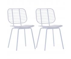 vidaXL Sillas de comedor asientos cuero sintético 2 uds acero blanco