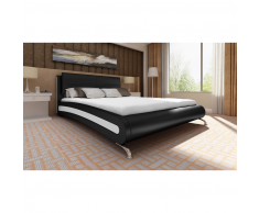 vidaXL Cama de cuero artificial negra 140 x 120 cm