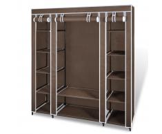 vidaXL Armario de tela compartimentos y varillas marrón 45x150x176cm