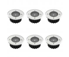vidaXL 6 Focos solares empotradles redondos para el exterior
