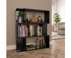 vidaXL Estantería/divisor espacios aglomerado negro brillo 80x24x96 cm