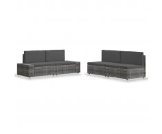 vidaXL Juego de muebles de jardín 4 piezas ratán sintético gris