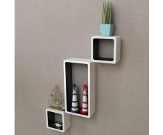 vidaXL Estanterías de cubos para pared 6 unidades blanco y negro