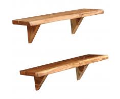 vidaXL Estantes de pared 2 uds. 60x20x16 cm madera maciza de acacia