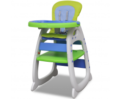 vidaXL Trona alta para bebé convertible 3-en-1, Azul/ Verde
