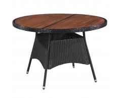 vidaXL Mesa de jardín ratán sintético madera maciza acacia 115x74 cm