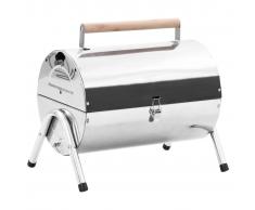 vidaXL Barbacoa de carbón de sobremesa acero inoxidable doble parrilla