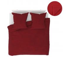 vidaXL Juego de cama forro polar 5 piezas vino tinto 200x200/80x80 cm