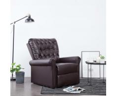 vidaXL Sillón reclinable de cuero sintético marrón