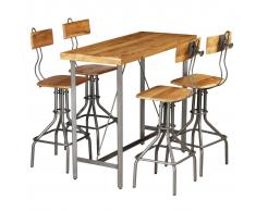 vidaXL Set mesa y sillas de bar madera teca maciza reciclada 5 piezas