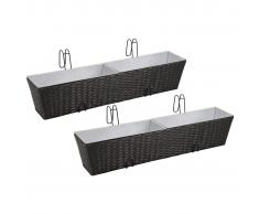 vidaXL Balcón Jardinera Negra De Ratán Trapecio Set De 2 Piezas 80 cm