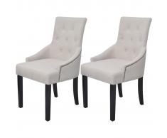 vidaXL Sillas de comedor 2 unidades tela color crema
