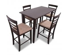 vidaXL Mesa de bar y 4 taburetes de barra madera marrón