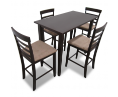 vidaXL Mesa de bar y 4 taburetes barra madera marrón