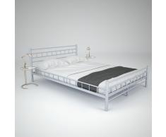 vidaXL Estructura cama metálica y somier 140x200 cm bloques blanca