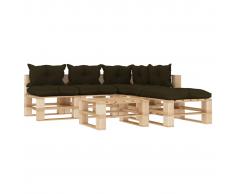 vidaXL Set muebles de palés de jardín 6 pzas madera cojines gris taupe