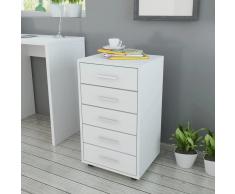 vidaXL Cajonera de oficina con ruedas 5 cajones blanca