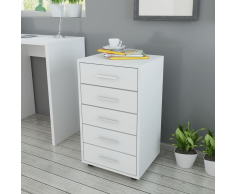 vidaXL Cajonera de oficina con ruedas 5 cajones blanca