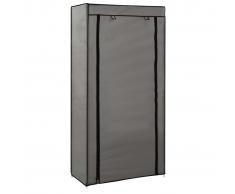 vidaXL Mueble zapatero de tela con funda gris 58x28x106 cm