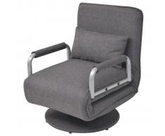 vidaXL Silla giratoria y sofá cama tela gris oscuro