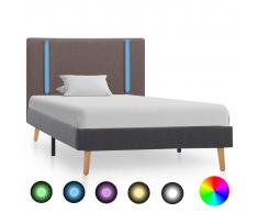 vidaXL Estructura cama con LED tela gris taupe y gris oscuro 100x200cm