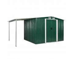 vidaXL Cobertizo jardín puertas correderas acero verde 386x205x178 cm