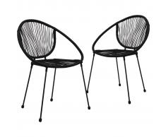 vidaXL Sillas de jardín 2 unidades ratán de PVC negro