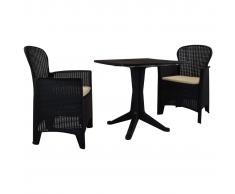 vidaXL Set de mesa y sillas de jardín 3 piezas plástico gris antracita