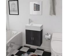 vidaXL Conjunto de mueble y lavabo 3 piezas negro