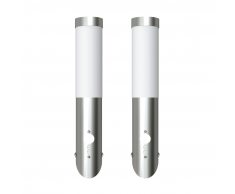 vidaXL 2 Apliques de exterior con detector movimiento, acero inoxidable