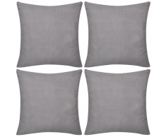 vidaXL 4 fundas grises para cojines de algodón, 80 x 80 cm