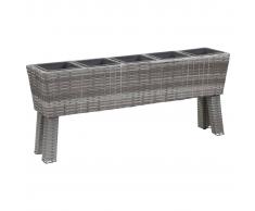 vidaXL Jardinera con patas 5 tiestos ratán sintético gris 118x25x50 cm