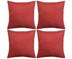 vidaXL Fundas de cojines 4 uds apariencia de lino burdeos 40x40 cm