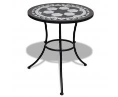 vidaXL Mesa de bistro terraza mosaico negro y blanco 60 cm