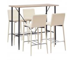 vidaXL Juego de mesa alta y taburetes 5 piezas cuero sintético crema
