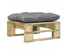 vidaXL Otomana de jardín de palés con cojín gris de madera FSC verde