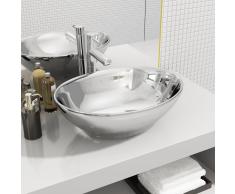 vidaXL Lavabo de cerámica plateado 40x33x13,5 cm