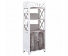 vidaXL Mueble cuarto baño madera Paulownia blanco marrón 46x24x116 cm